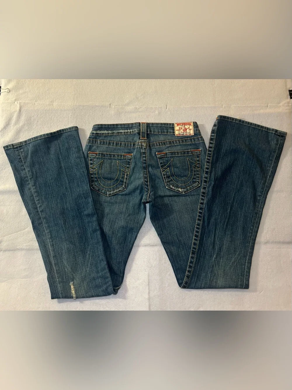 Vintage Women’s True Religion Joey Twisted Distressed Flare Jeans,Indigo Blue,29